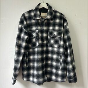 Thread & Supply Black and White Plaid Shirt Jacket